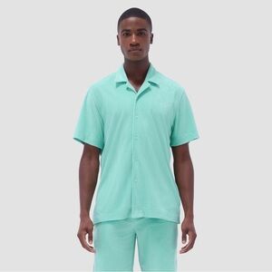 Bugatchi Men’s Menthol French Terry Camp Shirt large